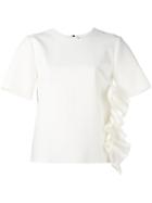 Msgm Ruffled Side Top, Women's, Size: 42, White, Polyester/viscose/spandex/elastane