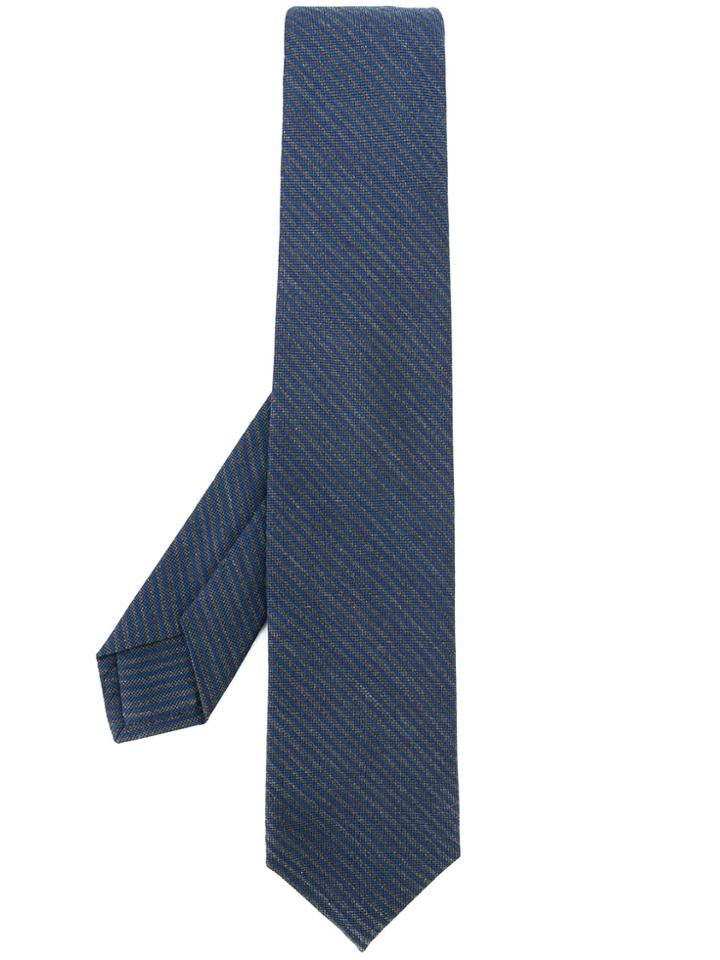 Barba Diagonal Pinstripes Tie - Blue