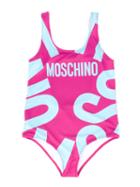 Moschino Kids Logo Print Swimsuit, Girl's, Size: 10 Yrs, Pink/purple
