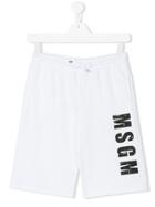 Msgm Kids Printed Logo Shorts - White