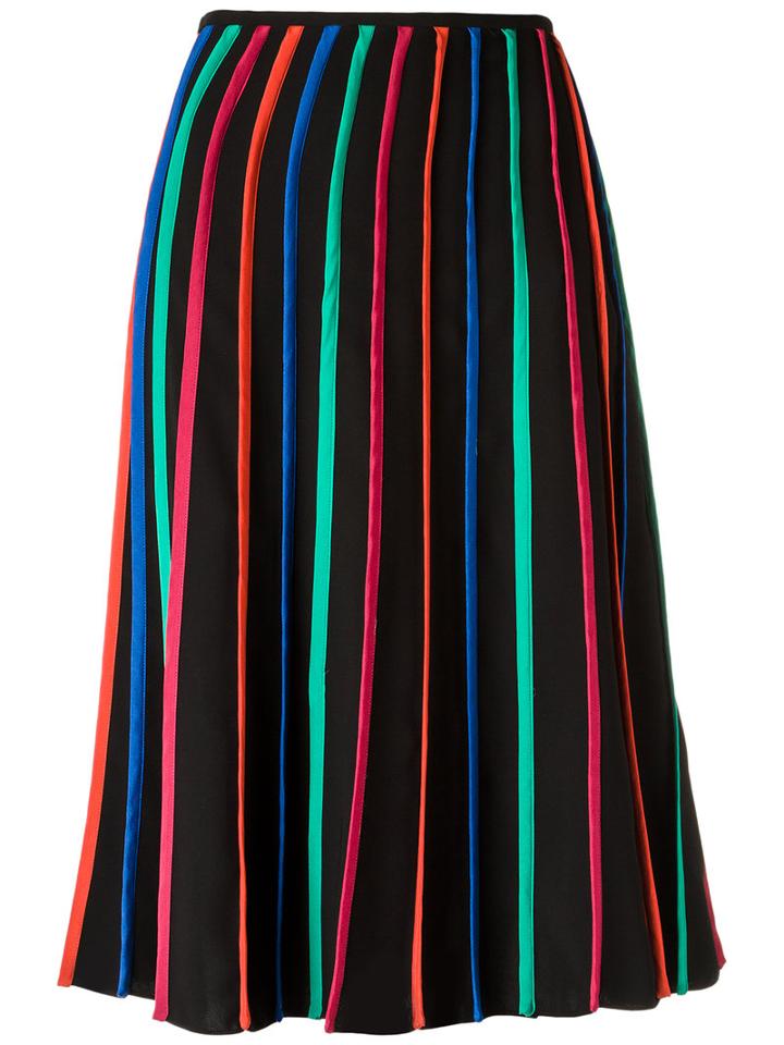Reinaldo Lourenço - Striped Midi Skirt - Women - Polyester - 42, Black, Polyester
