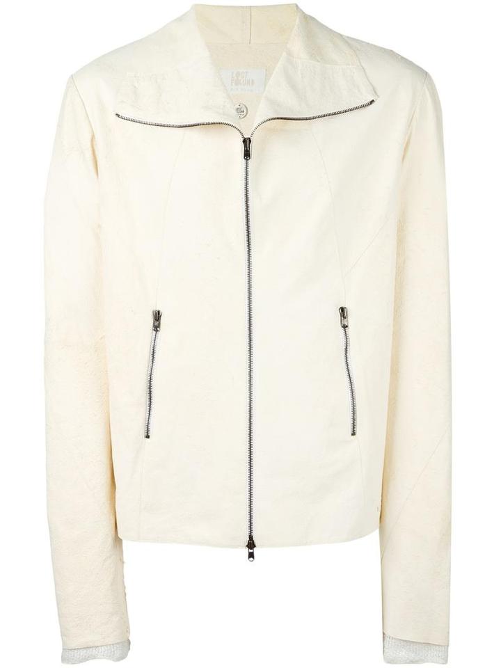 Lost & Found Ria Dunn Dislocated Zip Jacket, Men's, Size: Medium, White, Lamb Skin/cotton/acetate