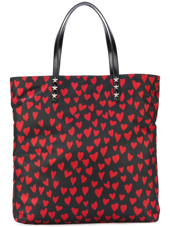 Red Valentino Heart Print Tote - Black