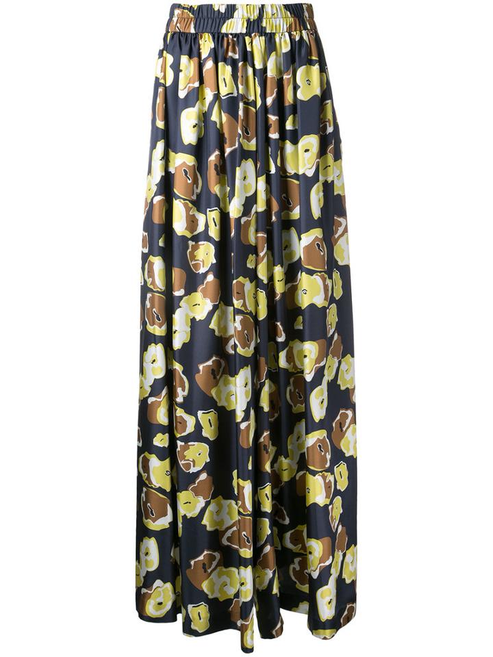 Martin Grant Floral Print Palazzo Pants, Women's, Size: 38, Blue, Silk