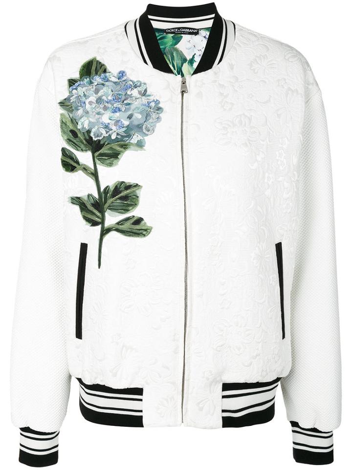 Dolce & Gabbana - Hydrangea Bomber Jacket - Women - Silk/cotton/polyamide/viscose - 38, White, Silk/cotton/polyamide/viscose