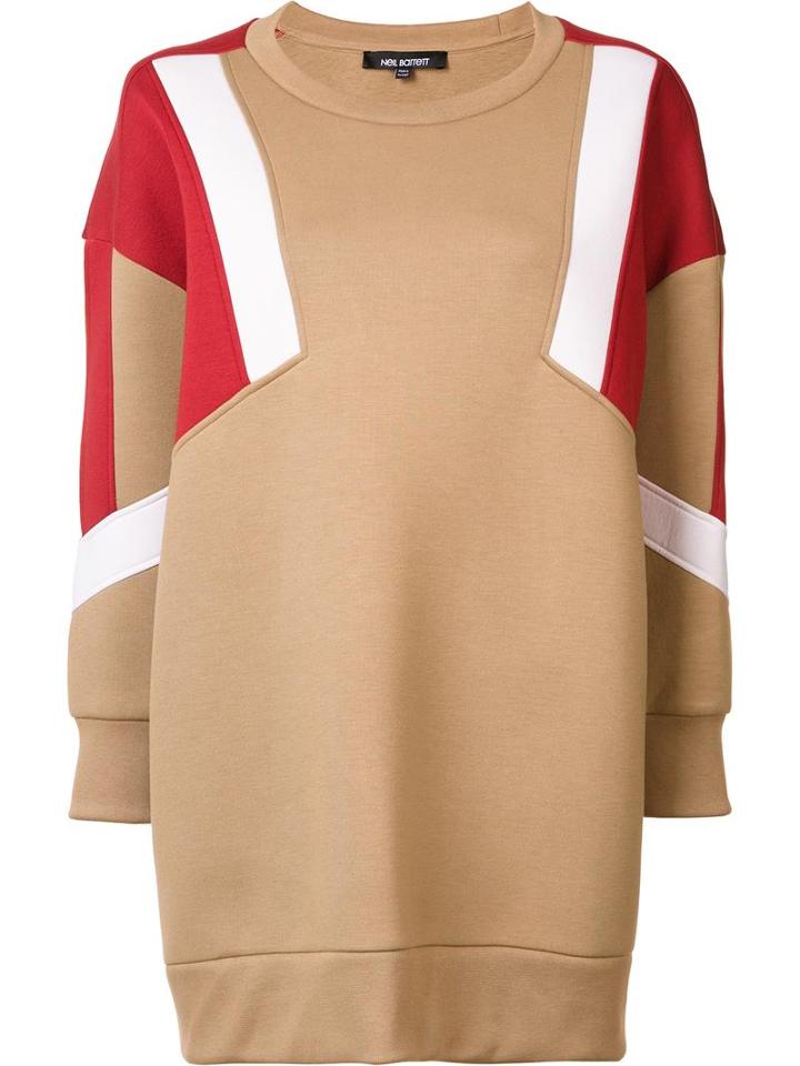 Neil Barrett Colour Block Sweatshirt, Women's, Size: Xxs, Nude/neutrals, Cotton/lyocell