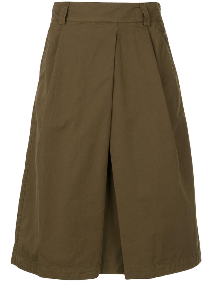 Margaret Howell Front Pleat Detail Skirt - Green
