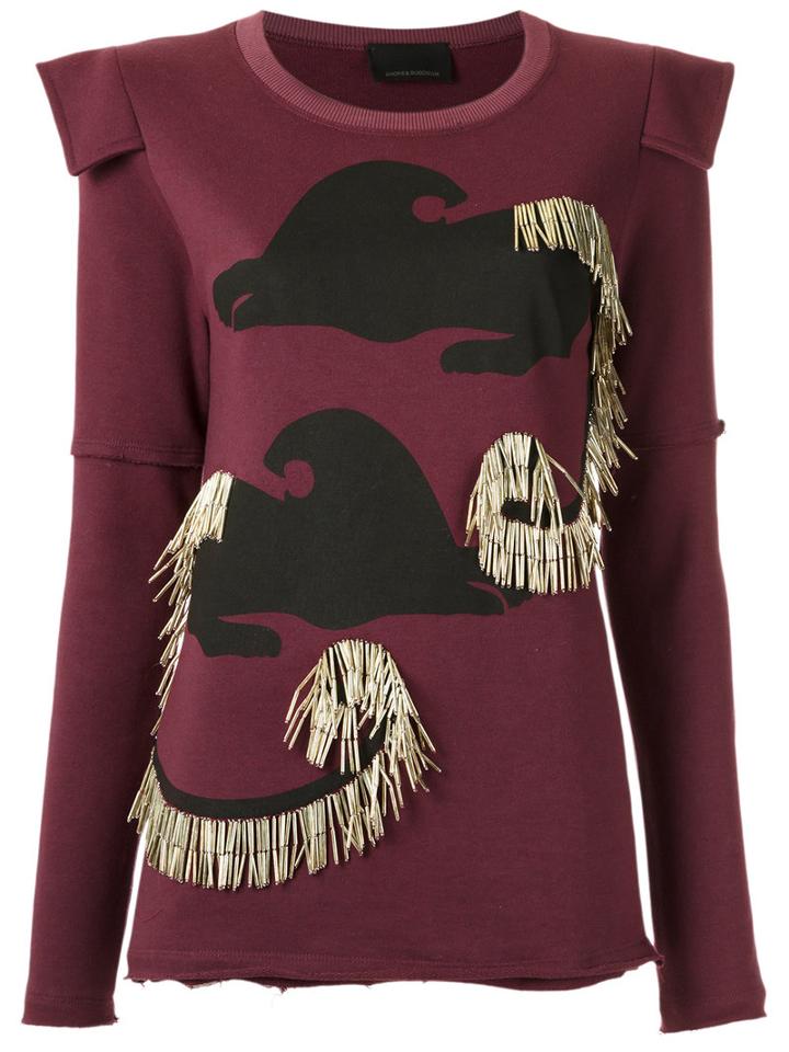 Andrea Bogosian Embellished Sweatshirt, Women's, Size: P, Red, Cotton/polyester