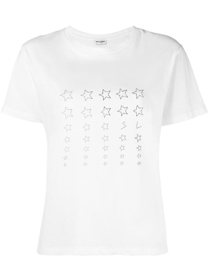 Saint Laurent Star Print Boxy T-shirt - White