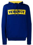 Versace Logo Two-toned Hoodie - Blue
