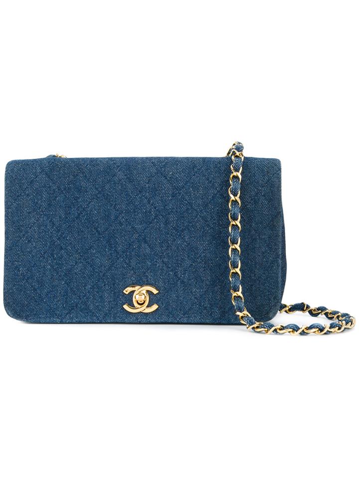 Chanel Vintage Quilted Cc Logos Chain Bag - Blue