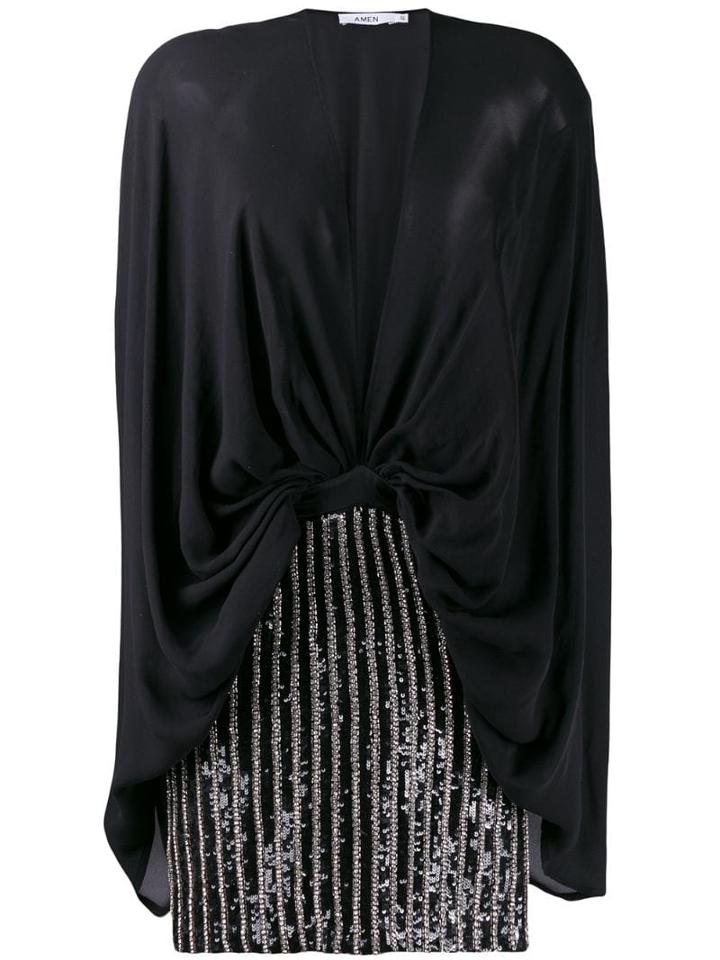 Amen Deep V-neck Party Dress - Black