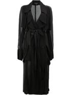 Ann Demeulemeester Sheer Double Breasted Trench Coat - Black