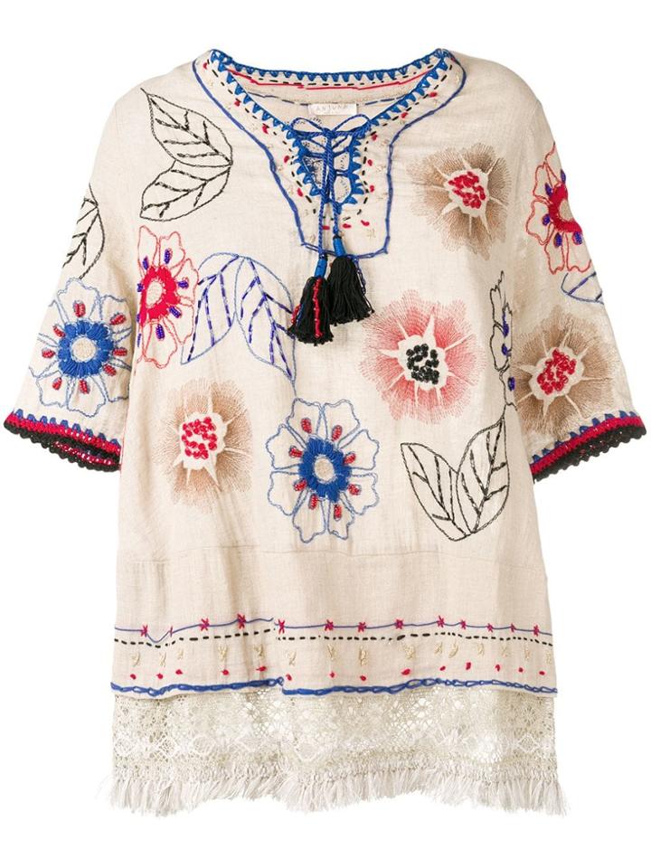 Anjuna Azzurra Floral Top - Neutrals