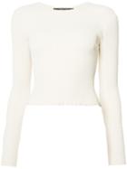 Derek Lam - Ribbed Long Sleeve T-shirt - Women - Polyester/viscose - L, White, Polyester/viscose