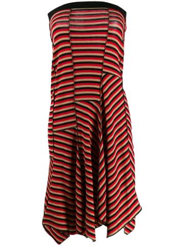 Sonia Rykiel Asymmetric Stripe Dress - Red