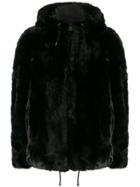 Dkny Hooded Faux Fur Jacket - Black