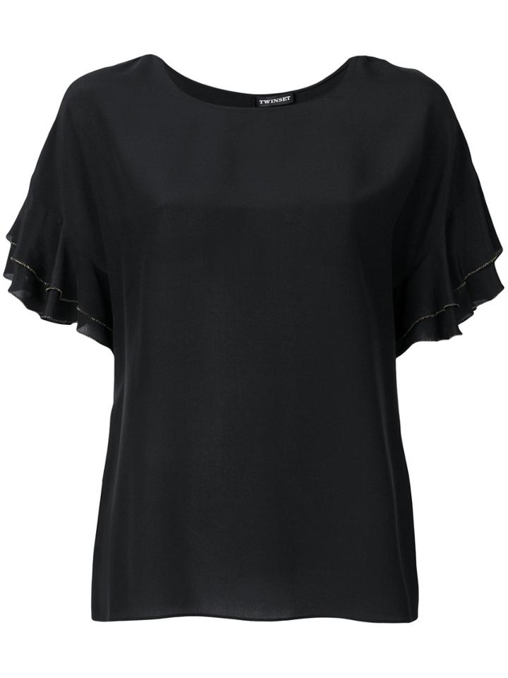 Twin-set Ruffled Sleeves T-shirt - Black