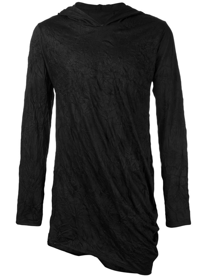 Alchemy - Crumpled Effect Hoodie - Men - Cotton/spandex/elastane - M, Black, Cotton/spandex/elastane