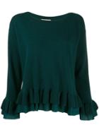Twin-set Layered Ruffled Hem Jumper - Green