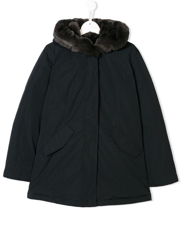 Woolrich Kids Teen Faux Fur Trim Parka - Blue