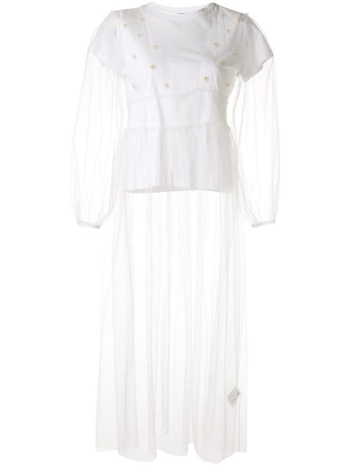 Tu Es Mon Trésor Flower Beads Dress With T-shirt - White