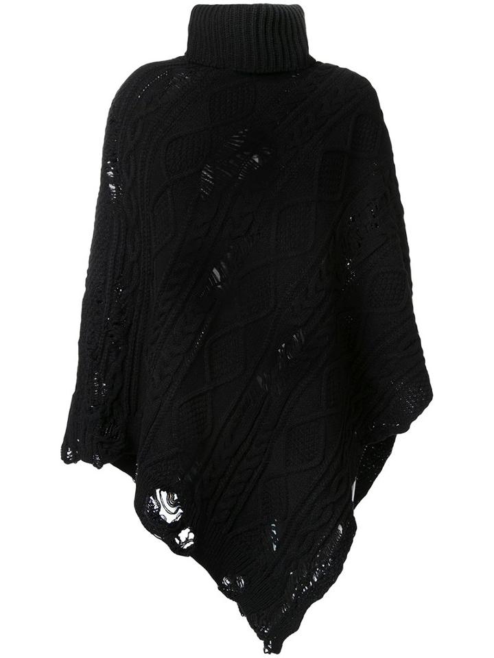 Maison Mihara Yasuhiro Knitted Poncho, Women's, Size: 36, Black, Acrylic/wool