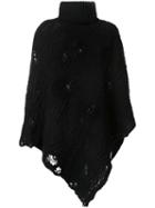 Maison Mihara Yasuhiro Knitted Poncho, Women's, Size: 36, Black, Acrylic/wool
