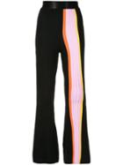 Ellery Striped Panel Flared Trousers - Black