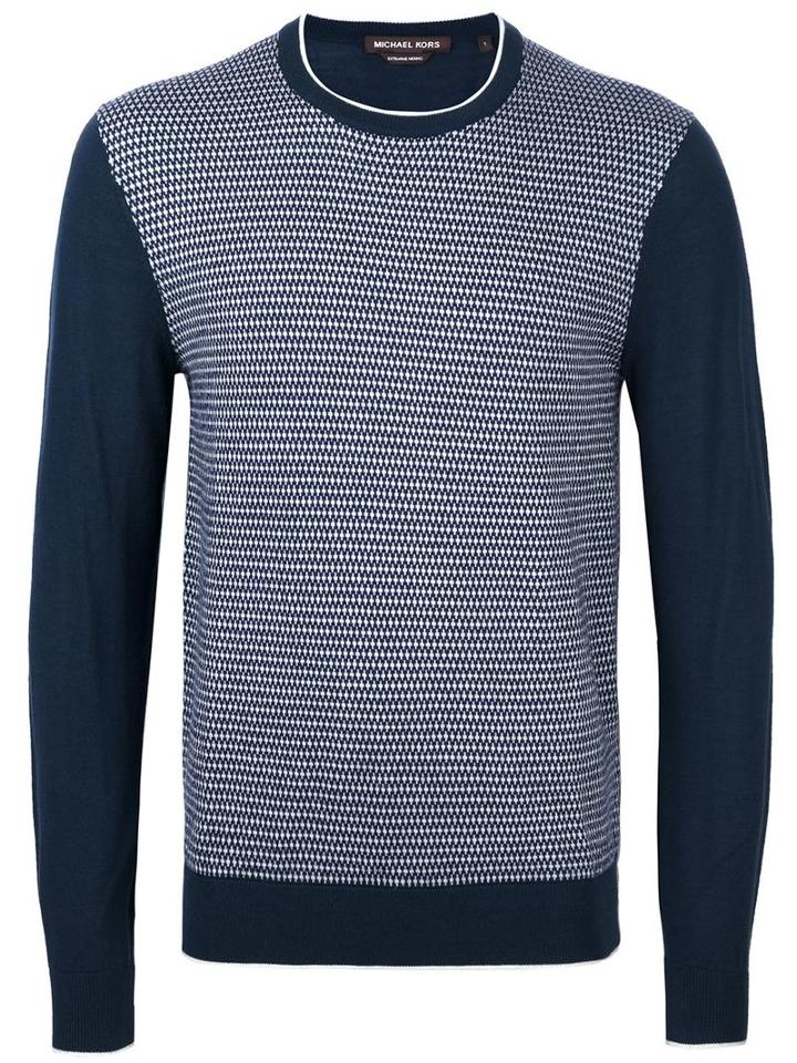 Michael Kors Diamond Patterned Jumper, Men's, Size: Small, Blue, Merino