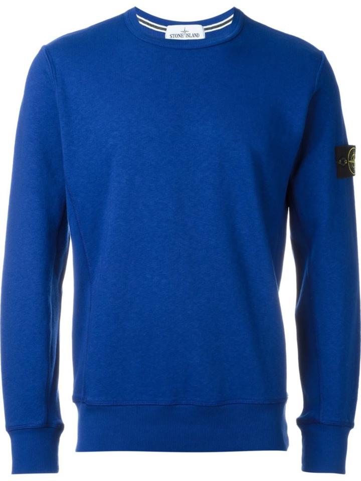 Stone Island Logo Patch Jumper, Men's, Size: Xl, Blue, Cotton
