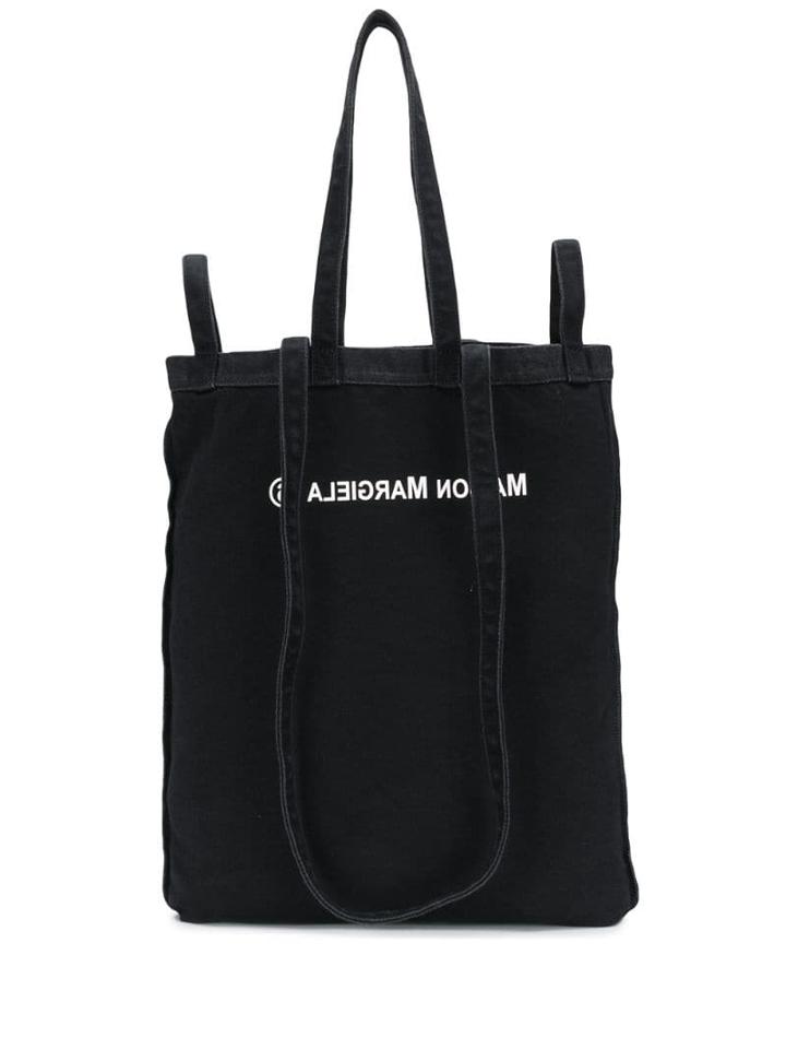 Mm6 Maison Margiela Reversed Logo Shopping Tote - Black