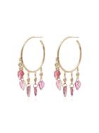 Jacquie Aiche Leaf Charm Earrings - Yellow Gold/pink