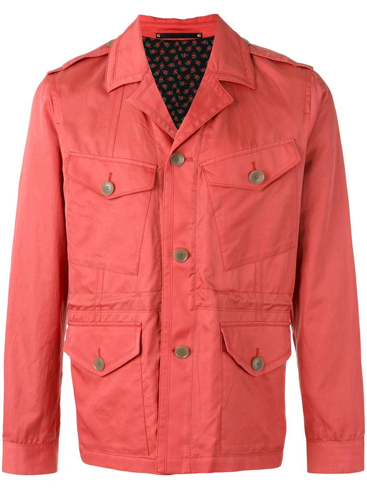 Paul Smith - Cargo Pocket Shirt Jacket - Men - Cotton/cupro - L, Pink/purple, Cotton/cupro
