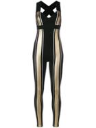 No Ka' Oi Fitted Stripe Front Jumpsuit - Black