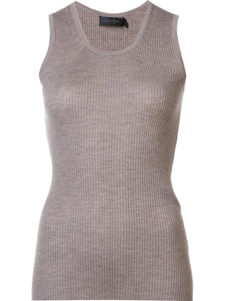 Calvin Klein Collection Ribbed Cashmere Tank, Women's, Size: Xs, Nude/neutrals, Cashmere