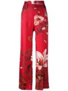 F.r.s For Restless Sleepers High-rise Floral Print Trousers, Women's, Size: Medium, Red, Silk
