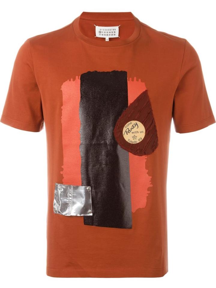 Maison Margiela Abstract Print T-shirt, Men's, Size: 50, Yellow/orange, Cotton