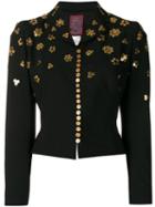 John Galliano Pre-owned Button Embellishments Cropped Jacket - Black