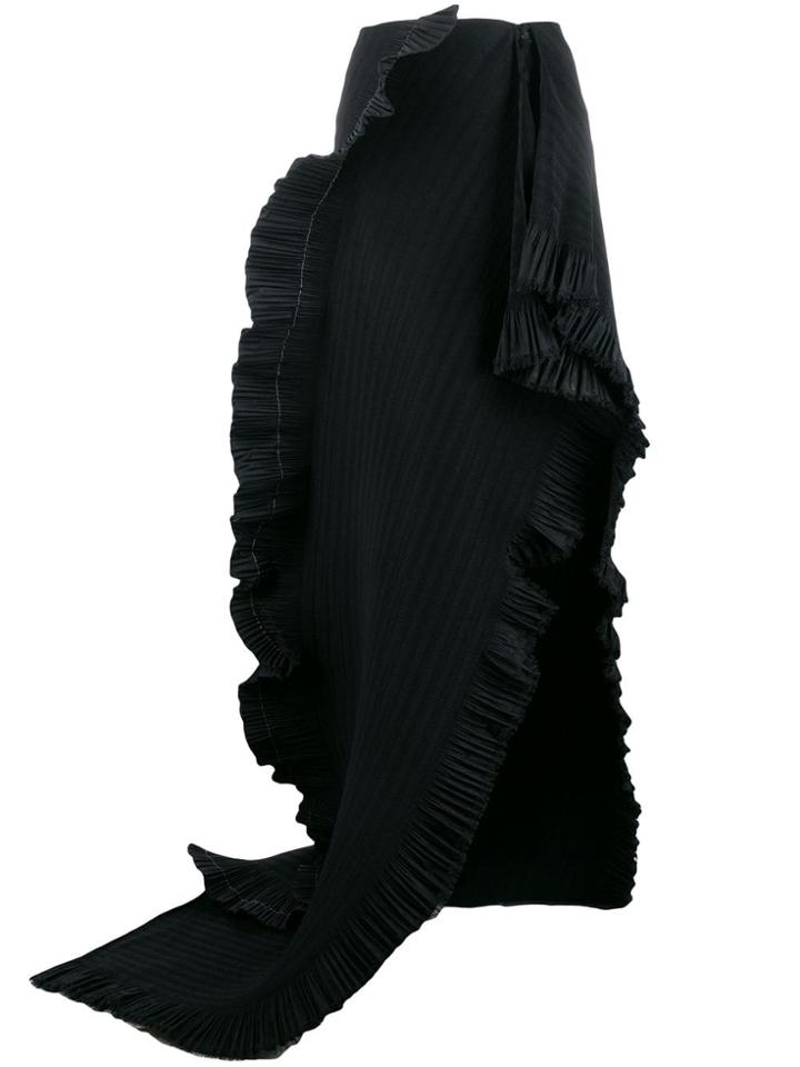 Area Draped Pleated Skirt - Black