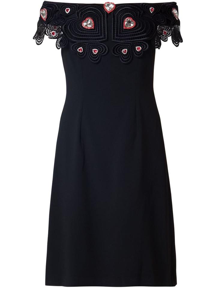 Christopher Kane Off-the-shoulder Heart Dress, Women's, Size: 10, Black, Spandex/elastane/acetate/viscose
