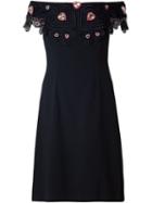 Christopher Kane Off-the-shoulder Heart Dress, Women's, Size: 10, Black, Spandex/elastane/acetate/viscose