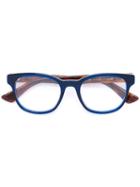 Gucci Eyewear Tortoiseshell Arm Square Glasses, Blue, Acetate