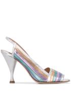 Sebastian Metallic Stripe Sandals - Silver