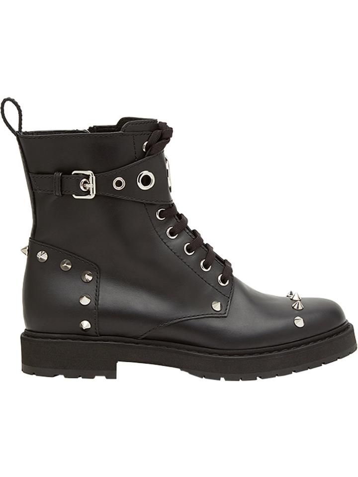 Fendi Lace-up Studded Boots - Black