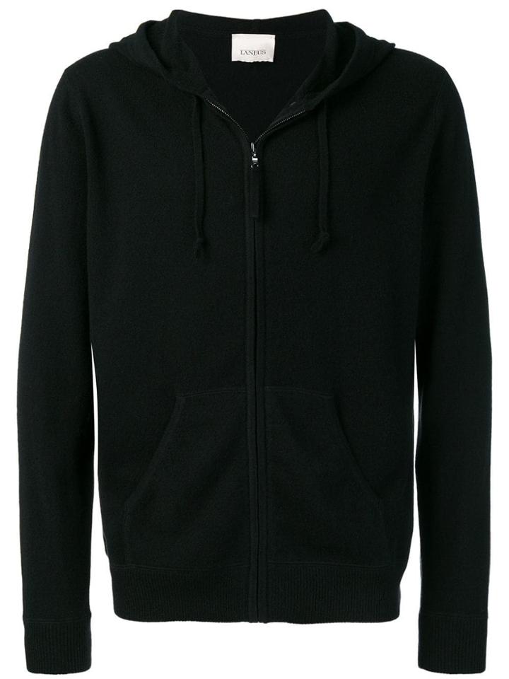 Laneus Zip Front Hooded Cardigan - Black