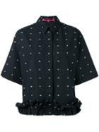 Mcq Alexander Mcqueen Cropped Ruffle Shirt, Women's, Size: 42, Black, Cotton