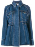 Ellery Oversized Flared Denim Jacket, Women's, Size: 14, Blue, Cotton/polyester