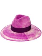 Borsalino Distressed Effect Straw Hat - Purple