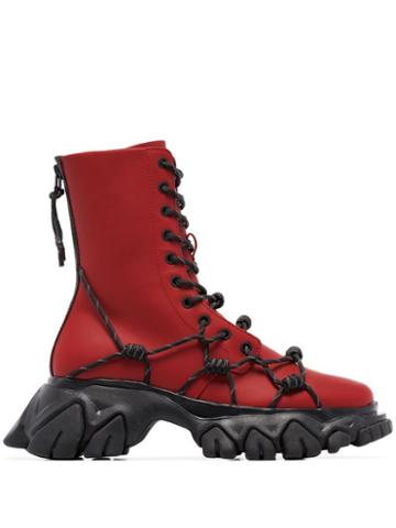 Angel Chen Chunky Lace-up Boots - Red